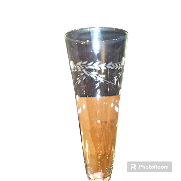 Vintage Set Of 6 Noritake Sasaki Leafy Vine Clear Crystal Champagne Glasses - Picture 4 of 11